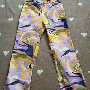 Wide leg art pattern Zara jeans